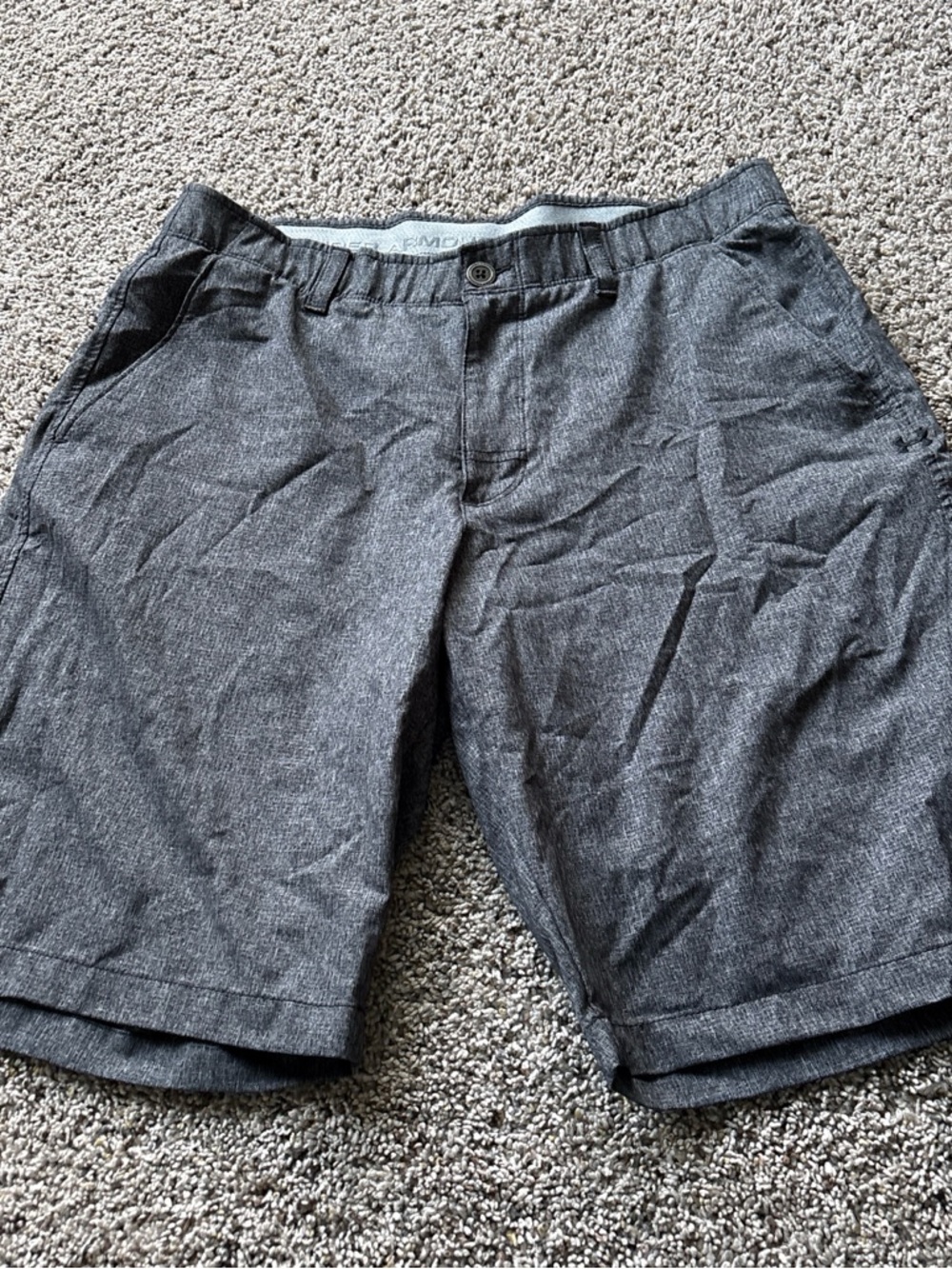 Under Armour Men's Charcoal Heather Flat-Front Performance Shorts
